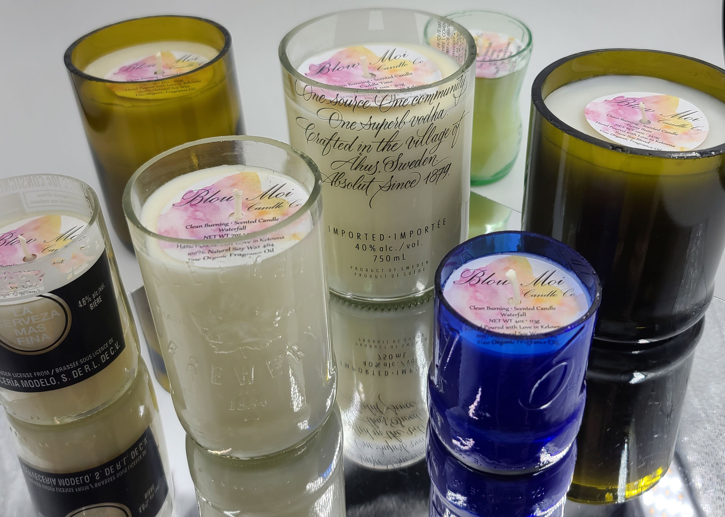 Custom Repurposed Bottle Candles