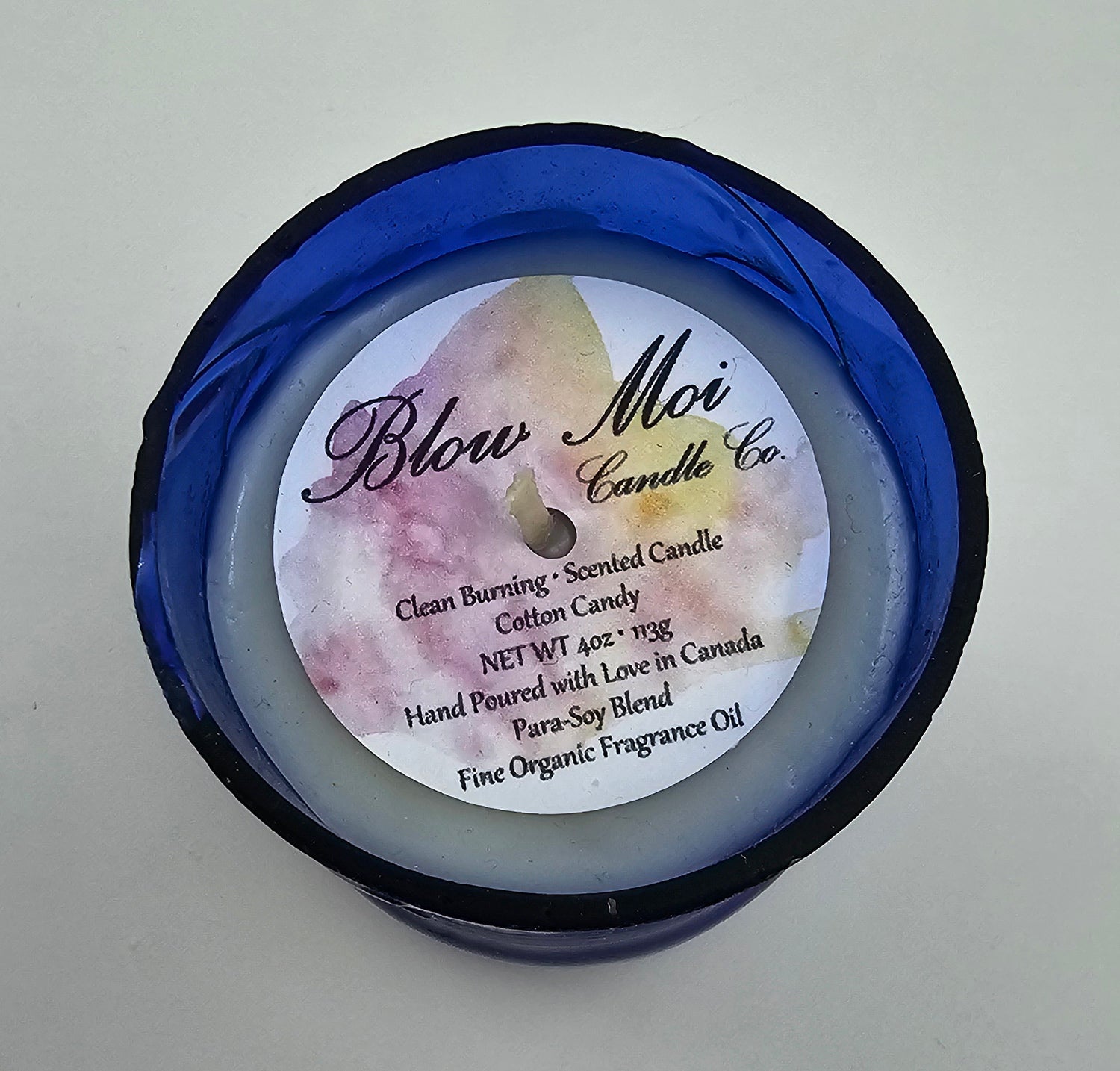 Cotton Candy - 4oz - Scented Candle - Repurposed Blue Kronenbourg Beer Bottle