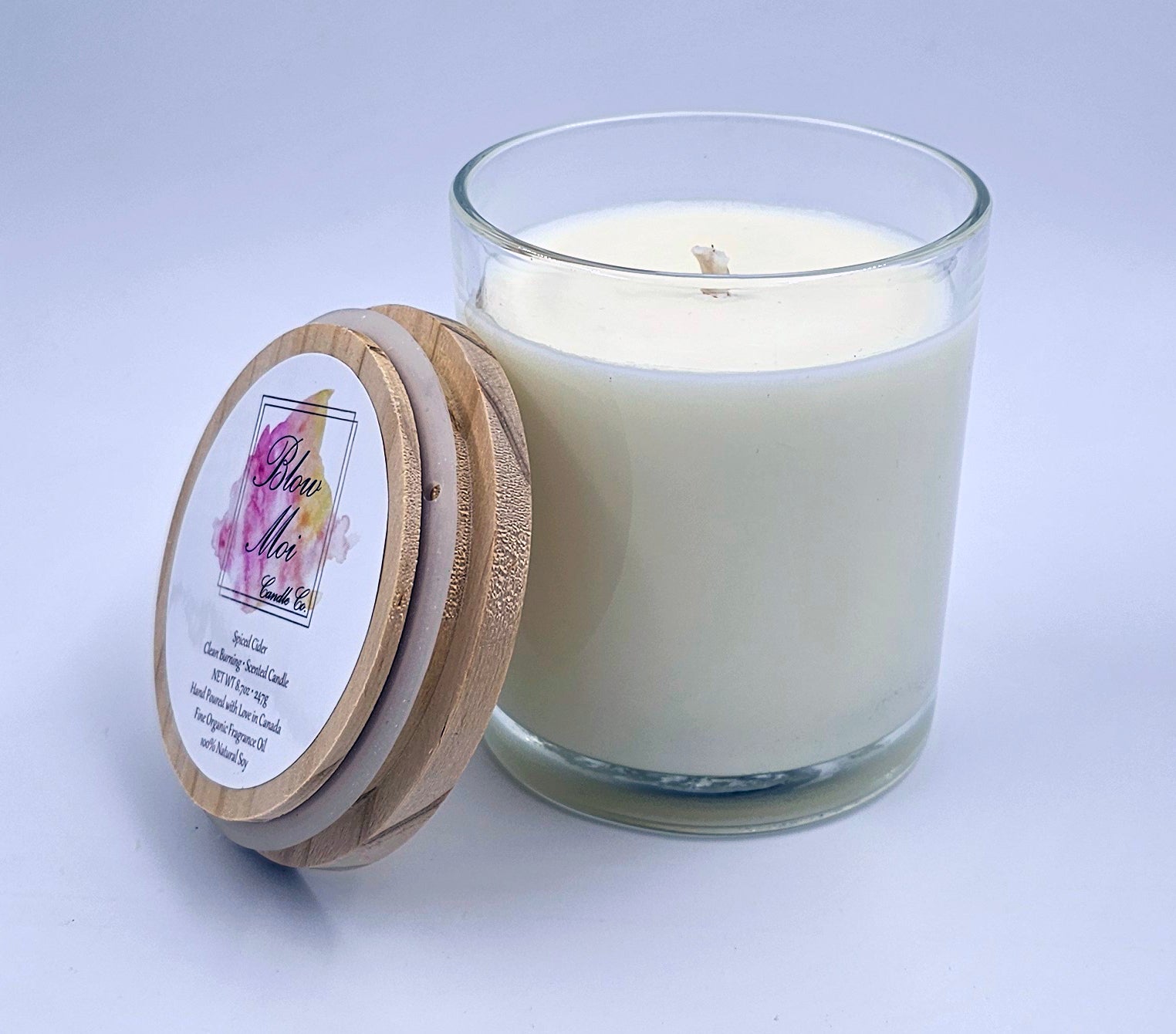 Luxury Clear Glass Jar - Real Wood Lid - 10oz - Scented Candle - ECO Cotton Wick