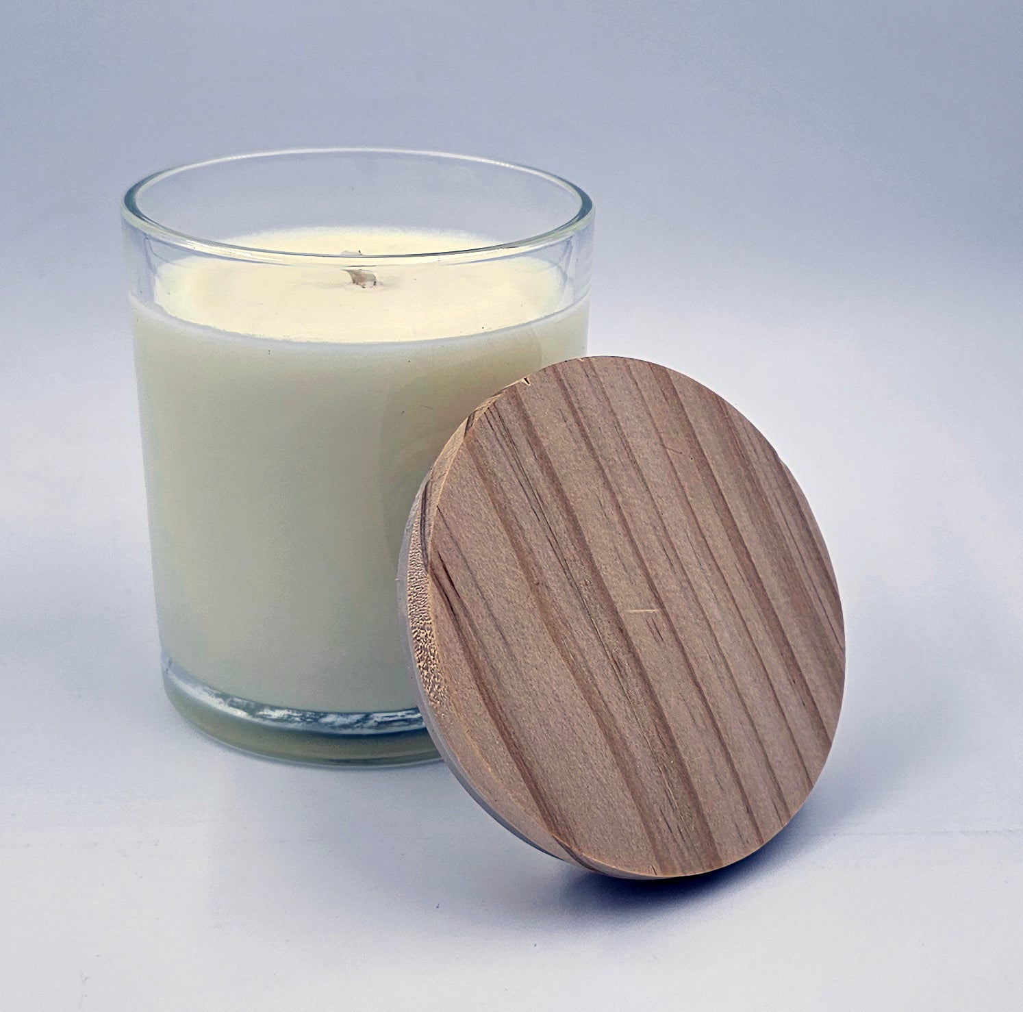 Luxury Clear Glass Jar - Real Wood Lid - 10oz - Scented Candle - ECO Cotton Wick