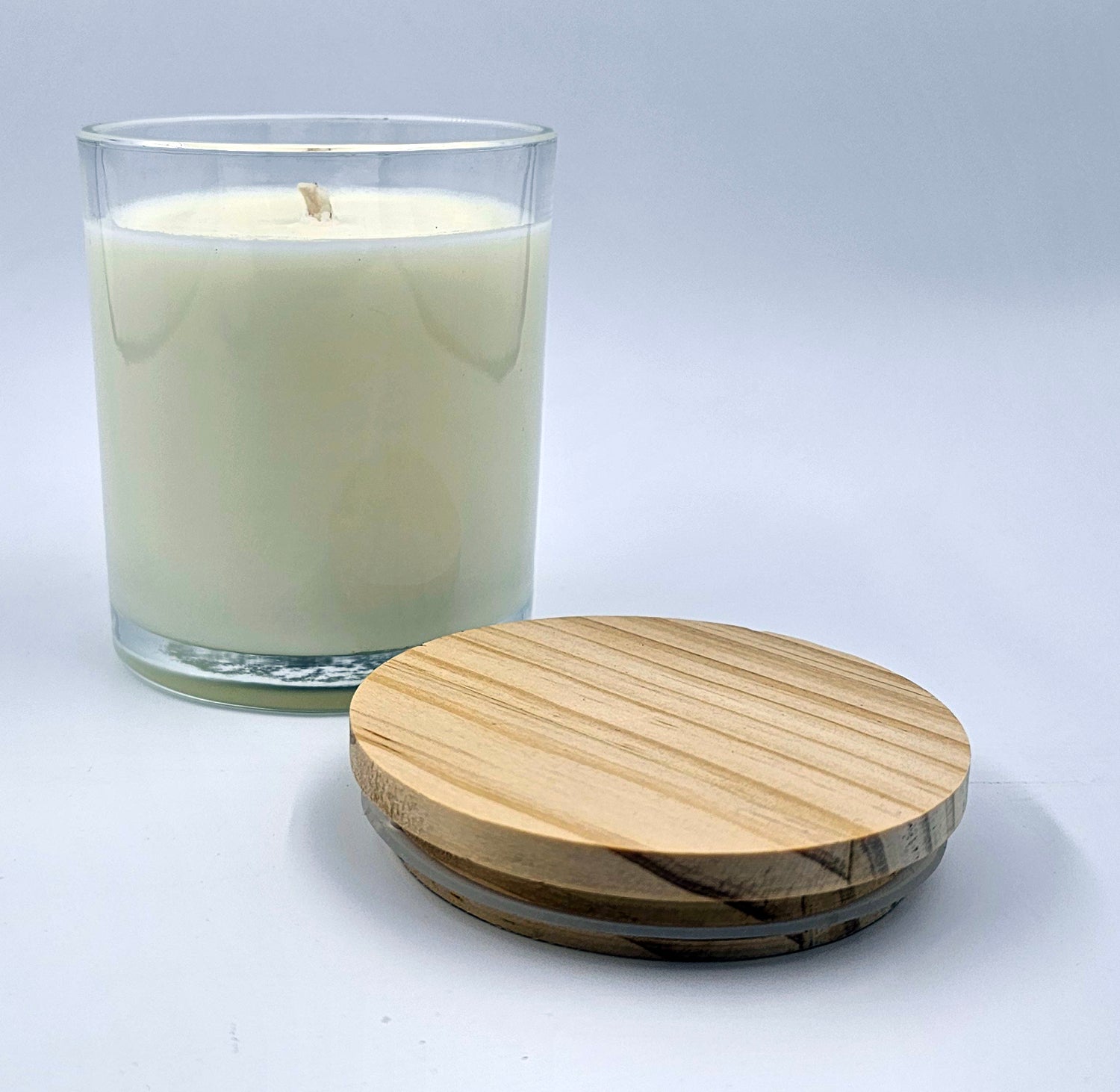 Luxury Clear Glass Jar - Real Wood Lid - 10oz - Scented Candle - ECO Cotton Wick