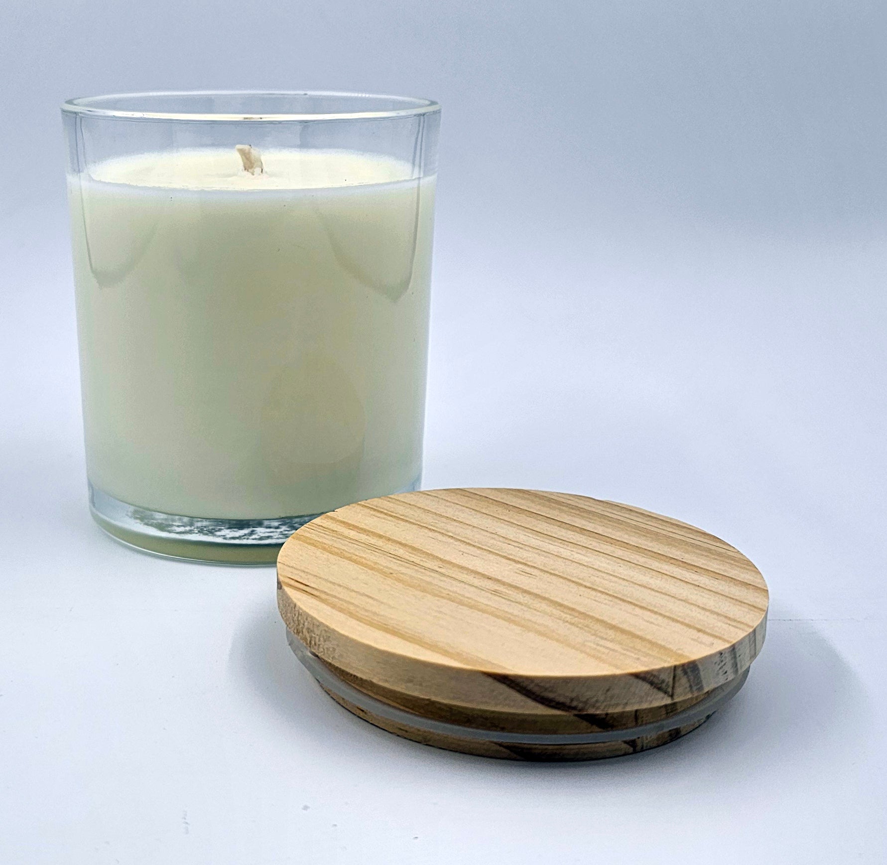 Luxury Clear Glass Jar - Real Wood Lid - 10oz - Scented Candle - ECO Cotton Wick