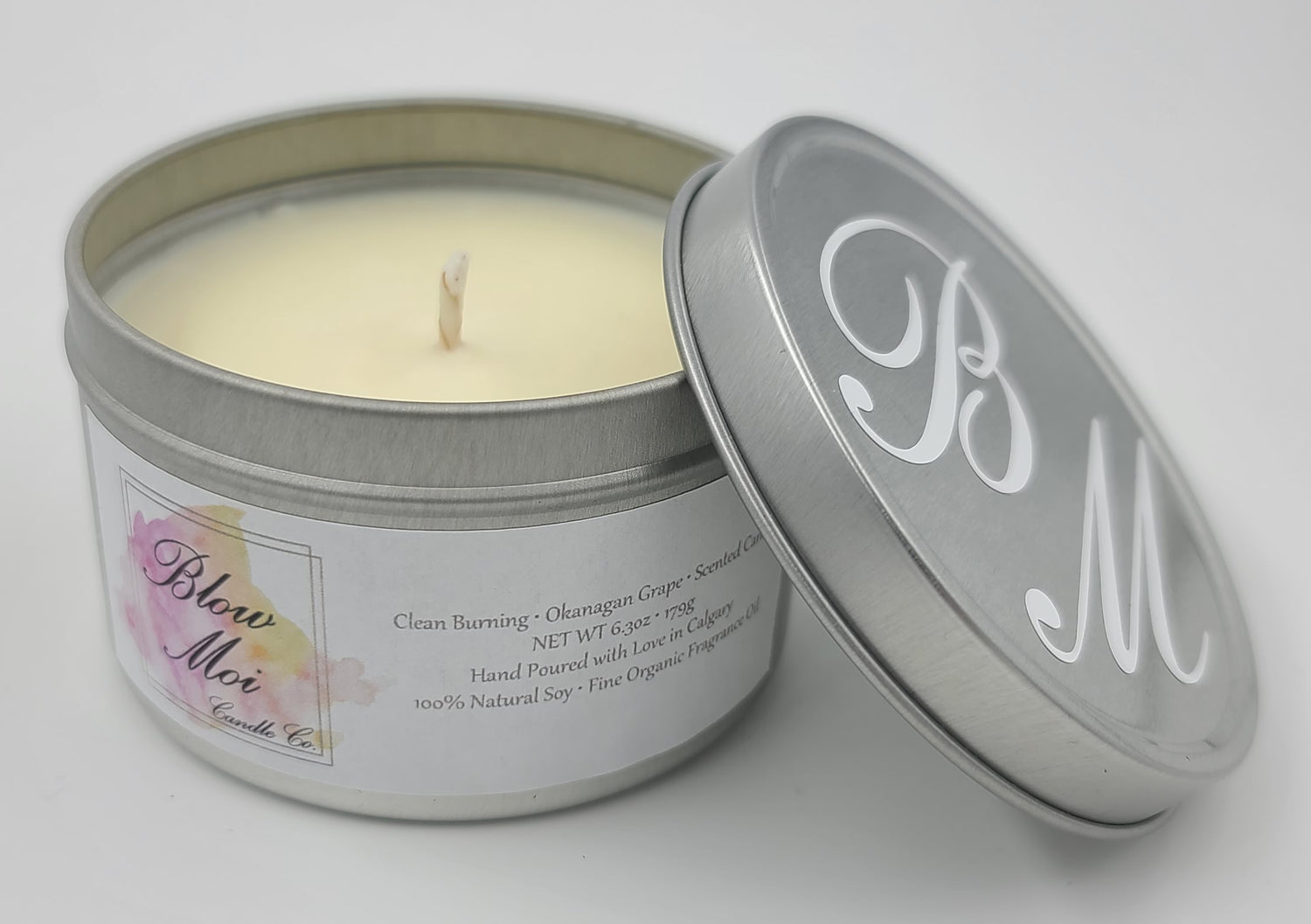 Silver Metal Tin - 8oz - Scented Candle - ECO Cotton Wick