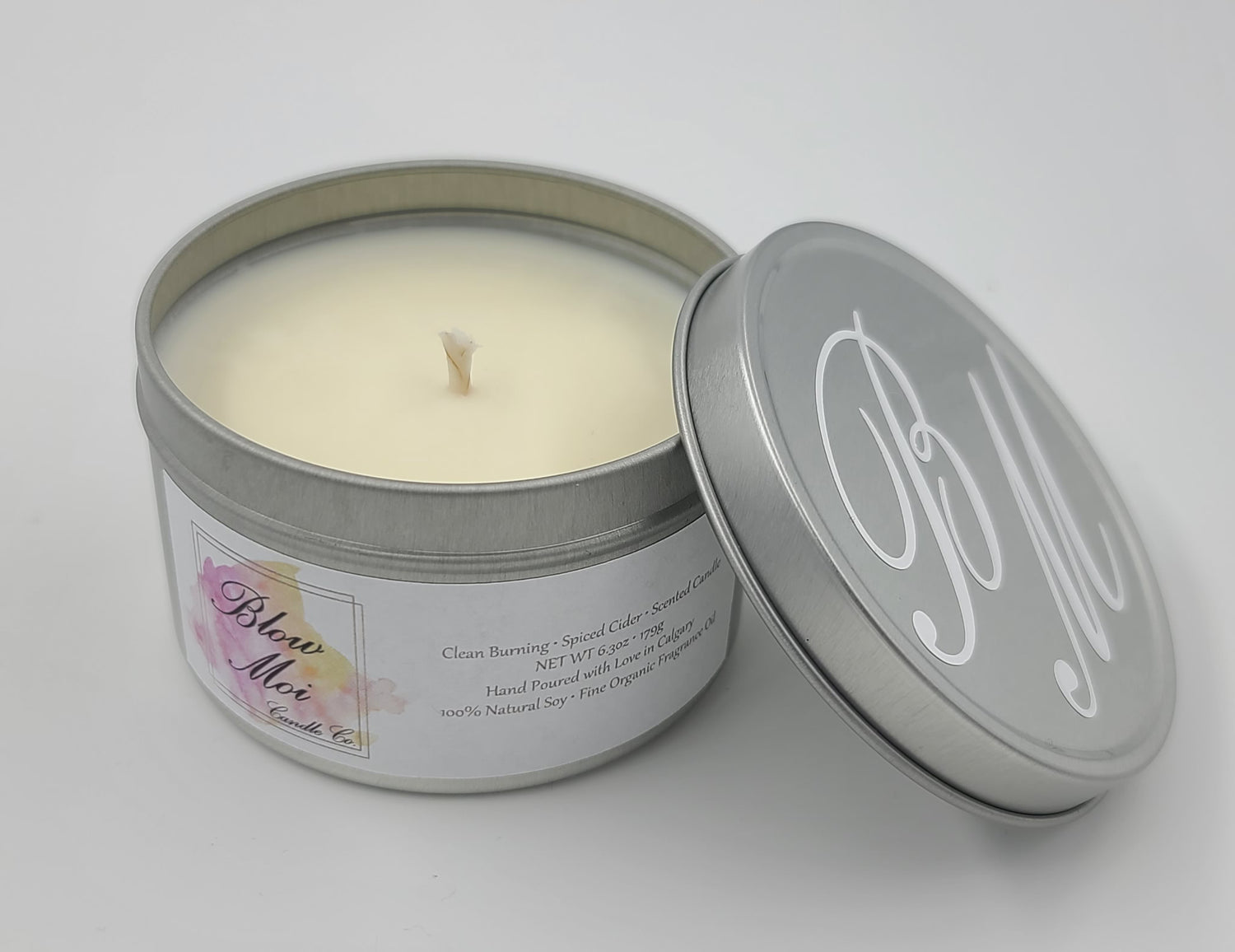 Silver Metal Tin - 8oz - Scented Candle - ECO Cotton Wick