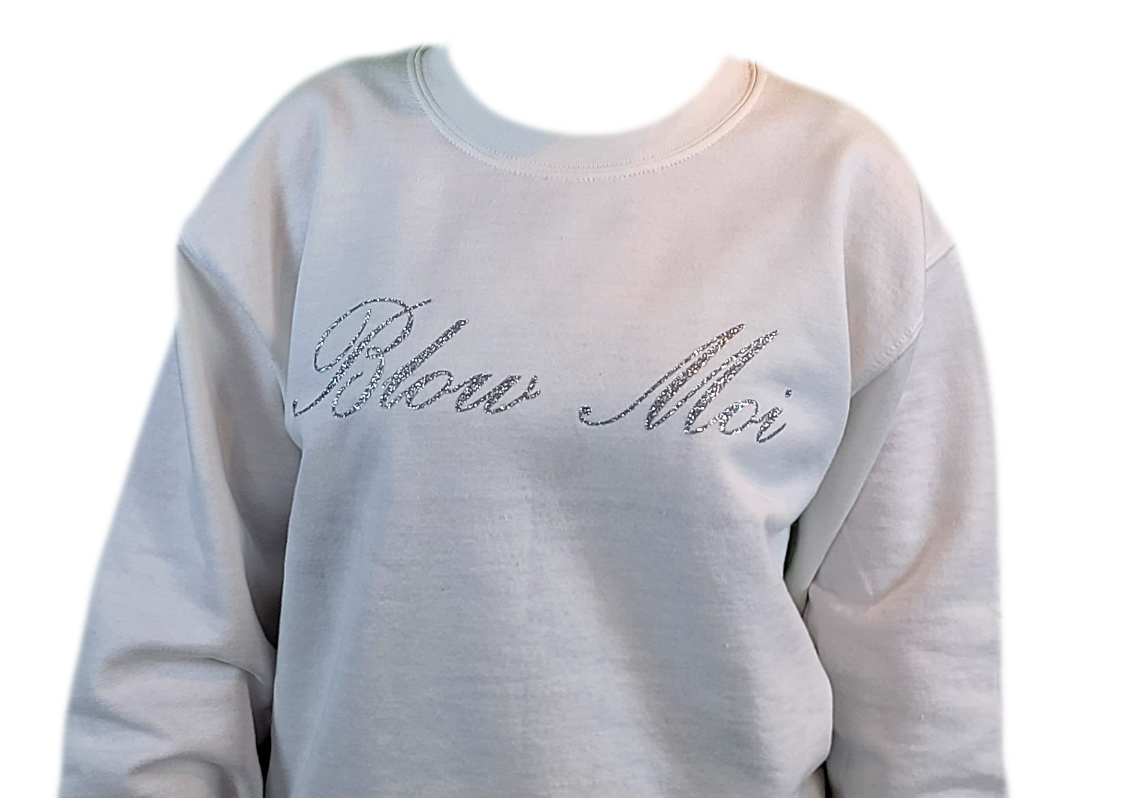 Unisex White Crewneck - Silver