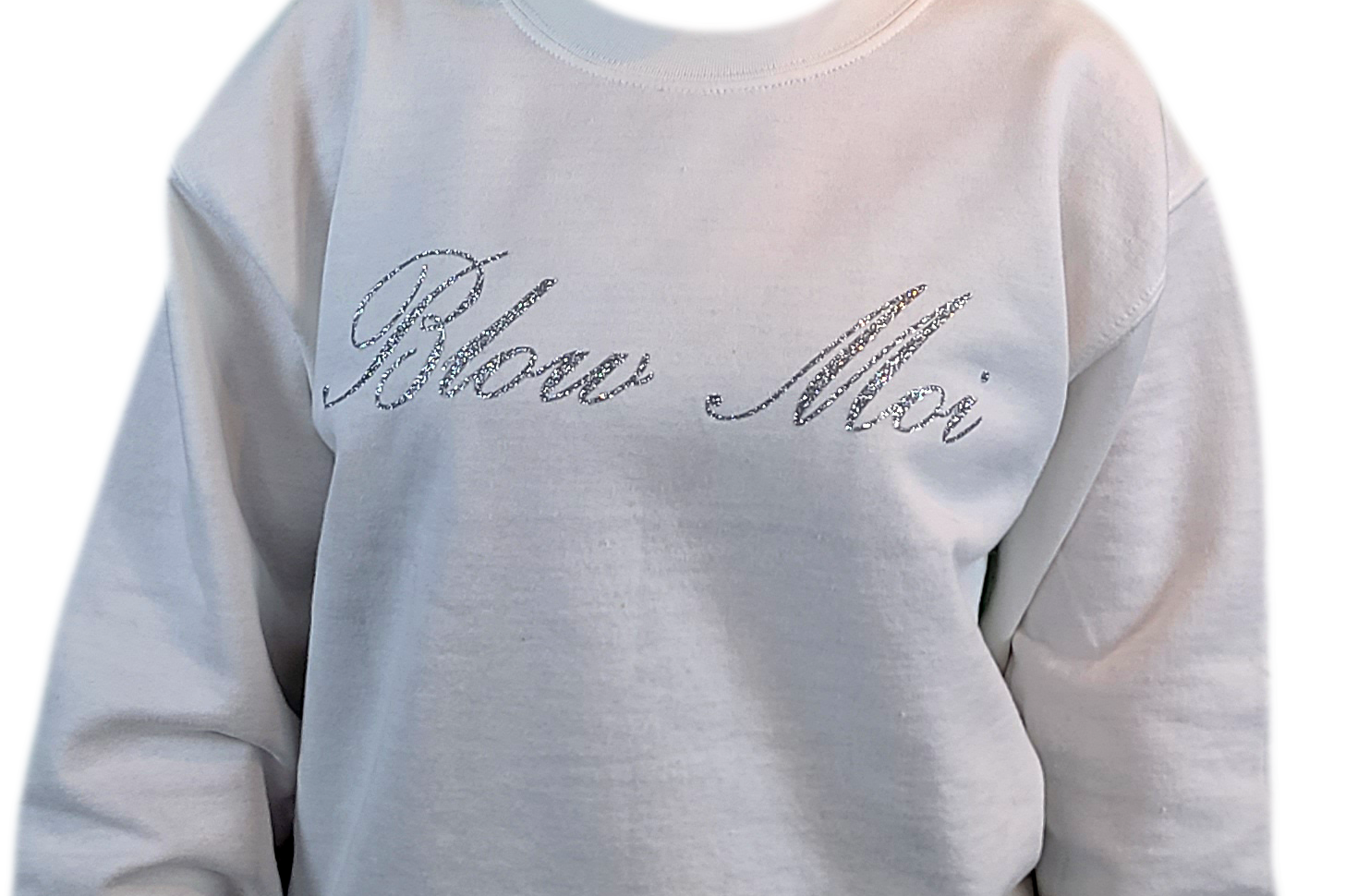 Unisex White Crewneck - Silver