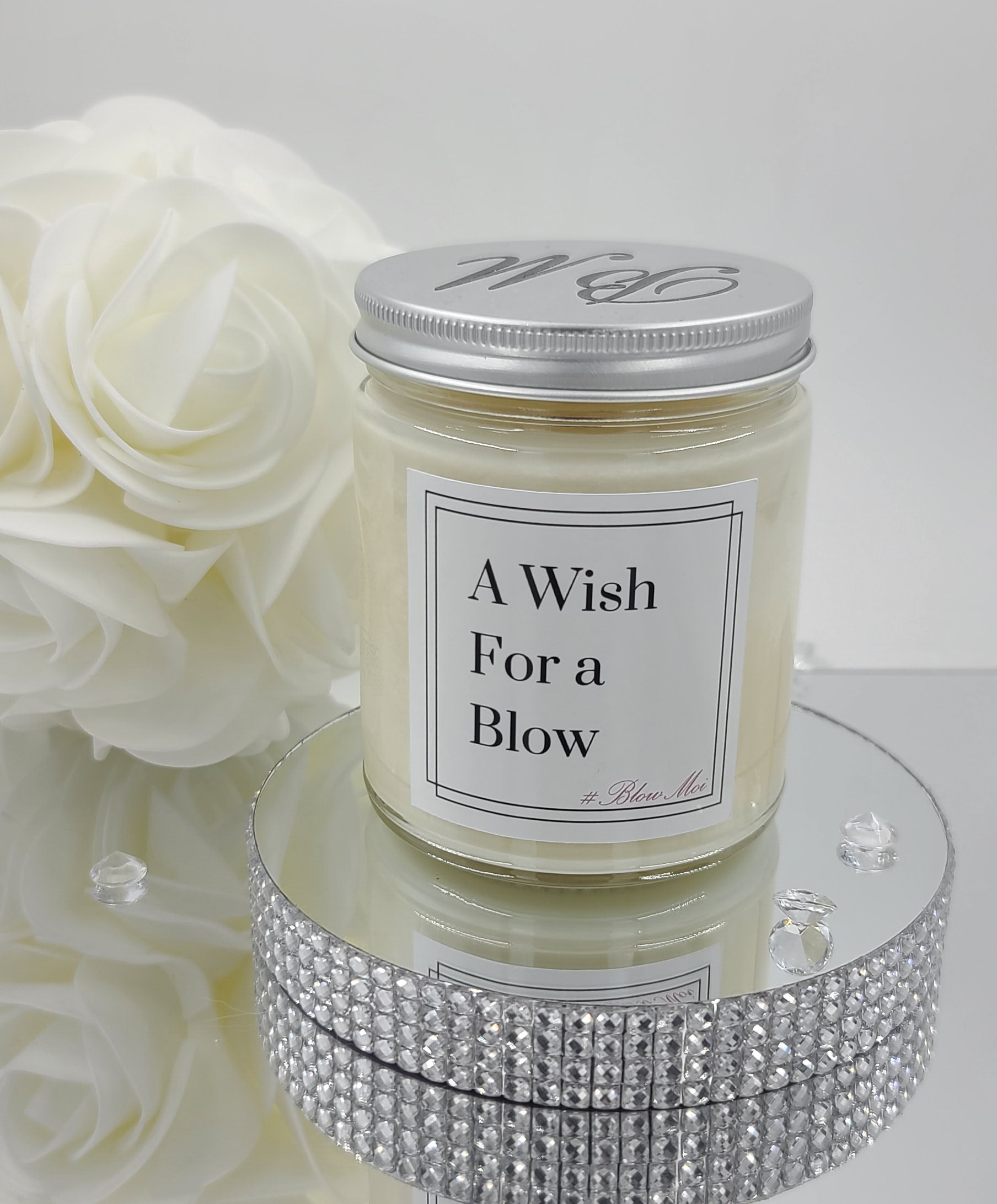 A Wish For A Blow - Clear Glass Jar - 10oz - Scented Candle - Crackling Wooden Wick