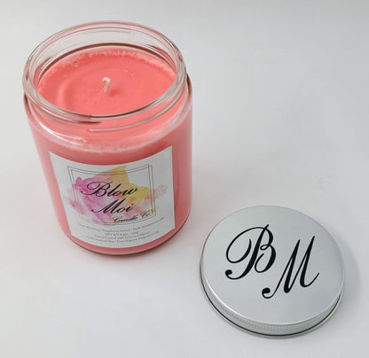 Clear Glass Jar - 10oz - Pink Scented Candle - Raspberry Velvet - ECO Cotton Wick