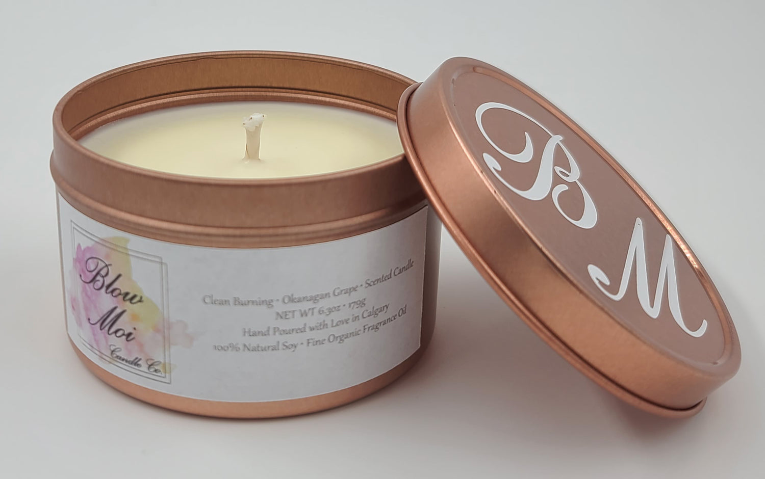 Rose Gold Metal Tin - 8oz - Scented Candle - ECO Cotton Wick