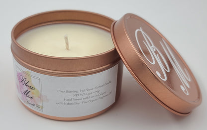 Rose Gold Metal Tin - 8oz - Scented Candle - ECO Cotton Wick