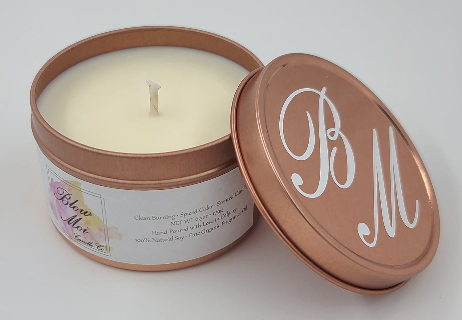 Rose Gold Metal Tin - 8oz - Scented Candle - ECO Cotton Wick