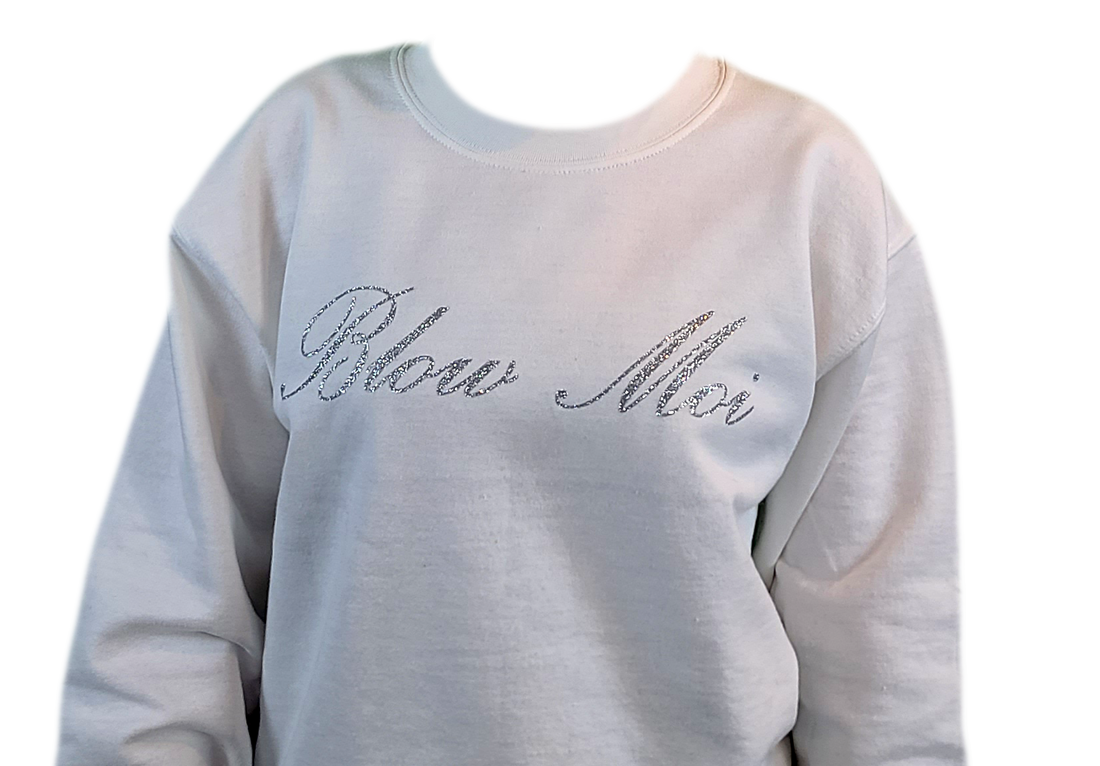 Unisex White Crewneck - Silver