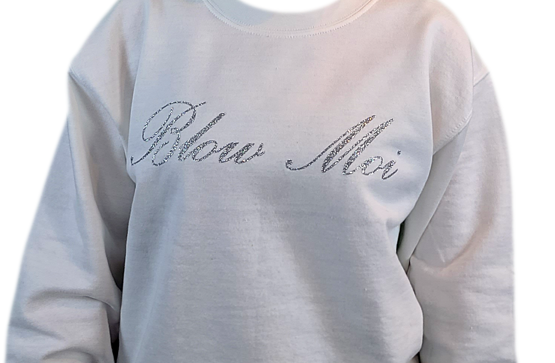 Unisex White Crewneck - Silver