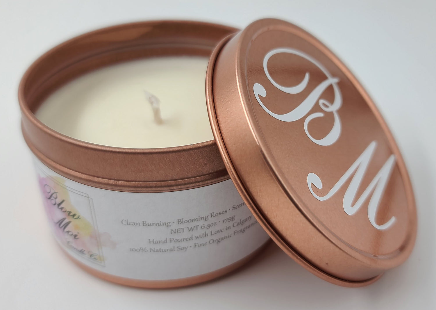 Rose Gold Metal Tin - 8oz - Scented Candle - ECO Cotton Wick