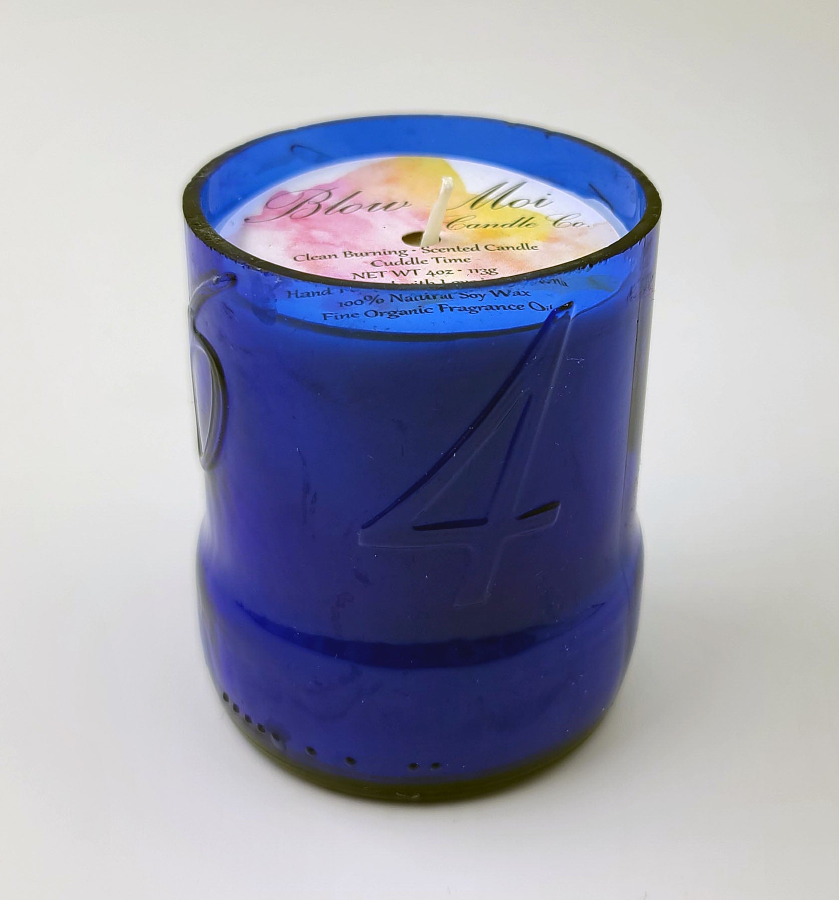 Cuddle Time - 4oz - Scented Candle - Repurposed Blue Kronenbourg Beer Bottle