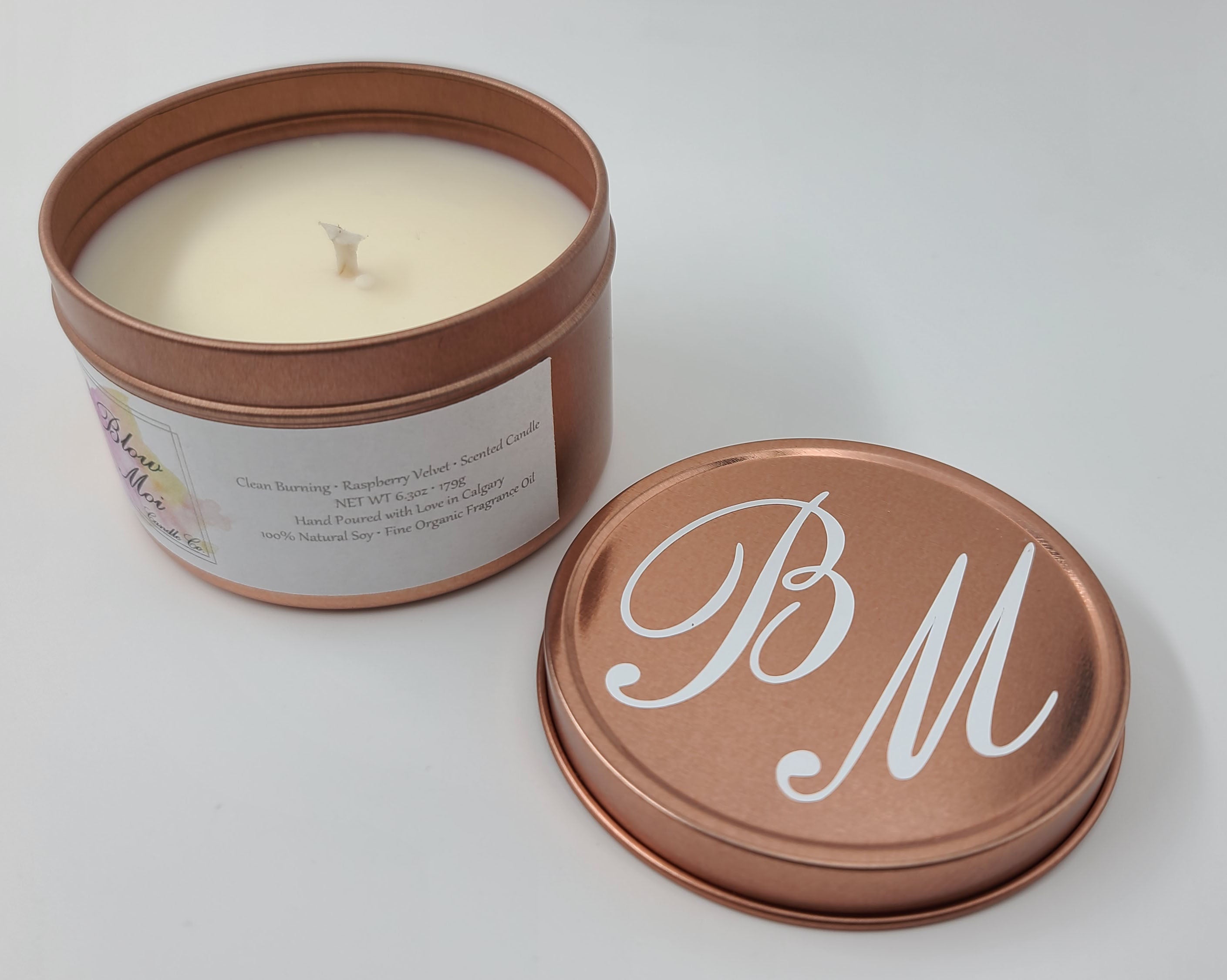 Rose Gold Metal Tin - 8oz - Scented Candle - ECO Cotton Wick