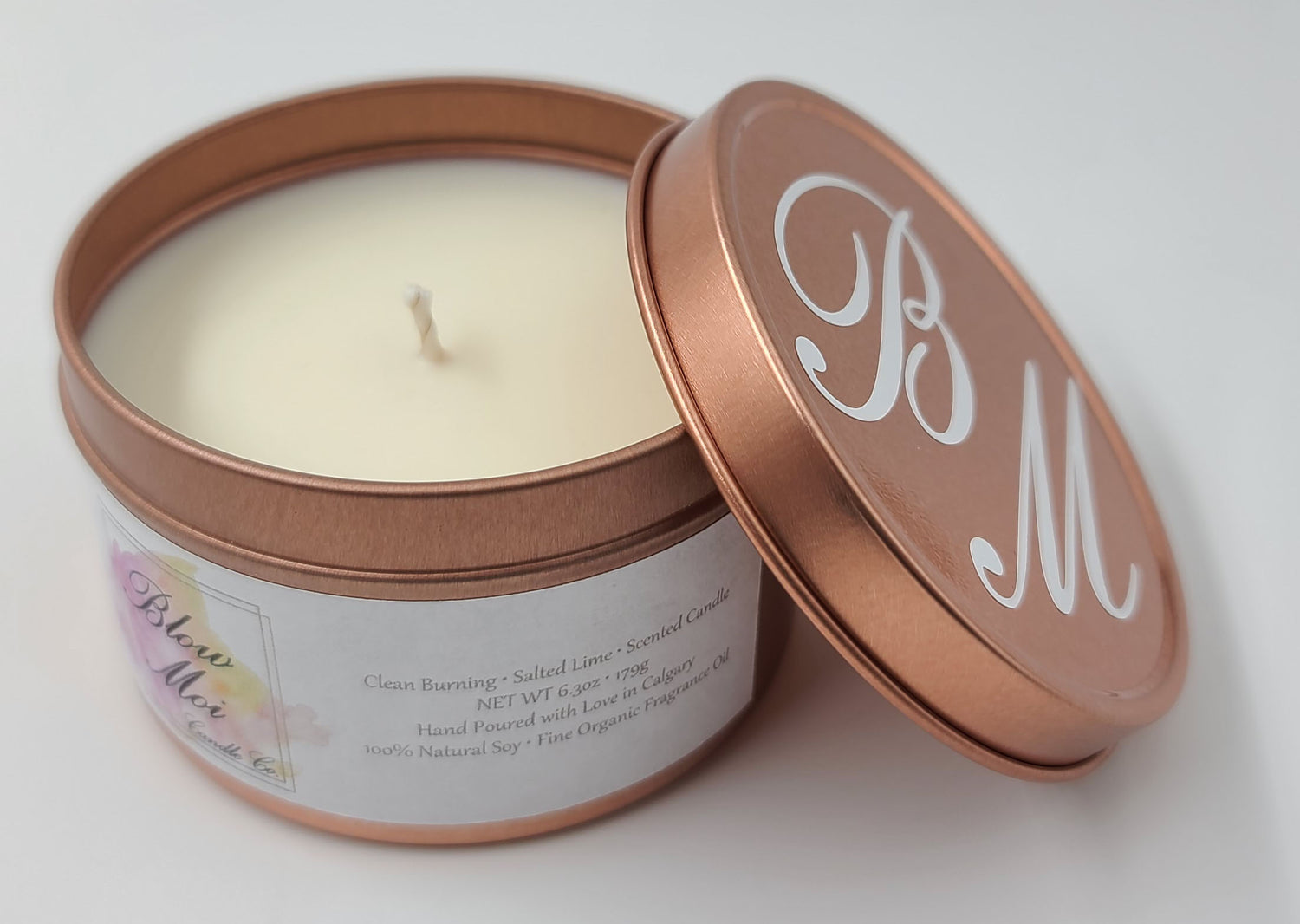 Rose Gold Metal Tin - 8oz - Scented Candle - ECO Cotton Wick